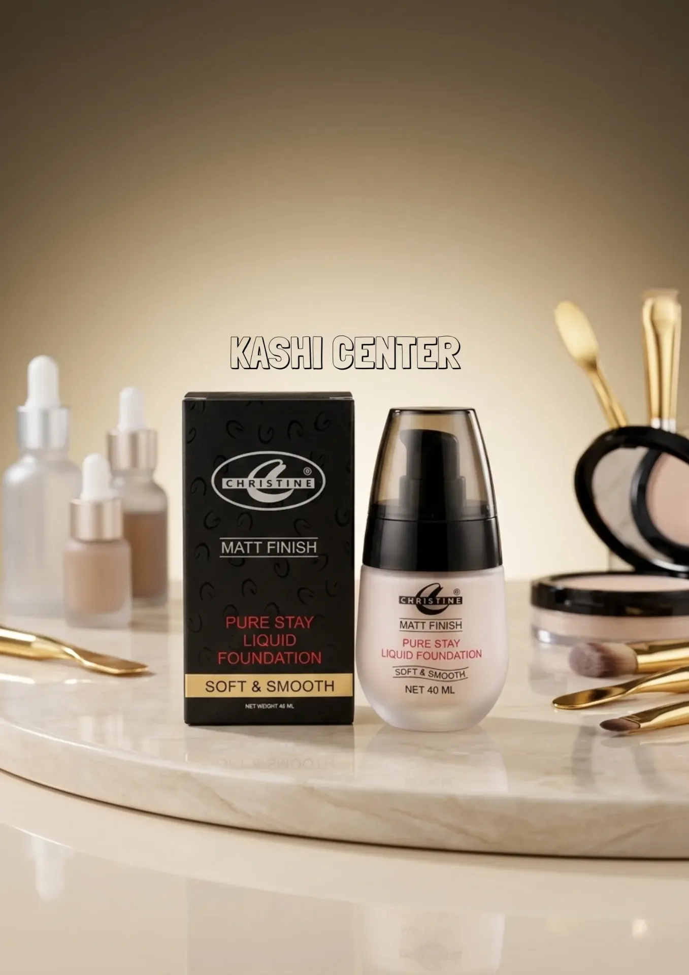 hristine Pure Stay Liquid Foundation with a Matte Finish.