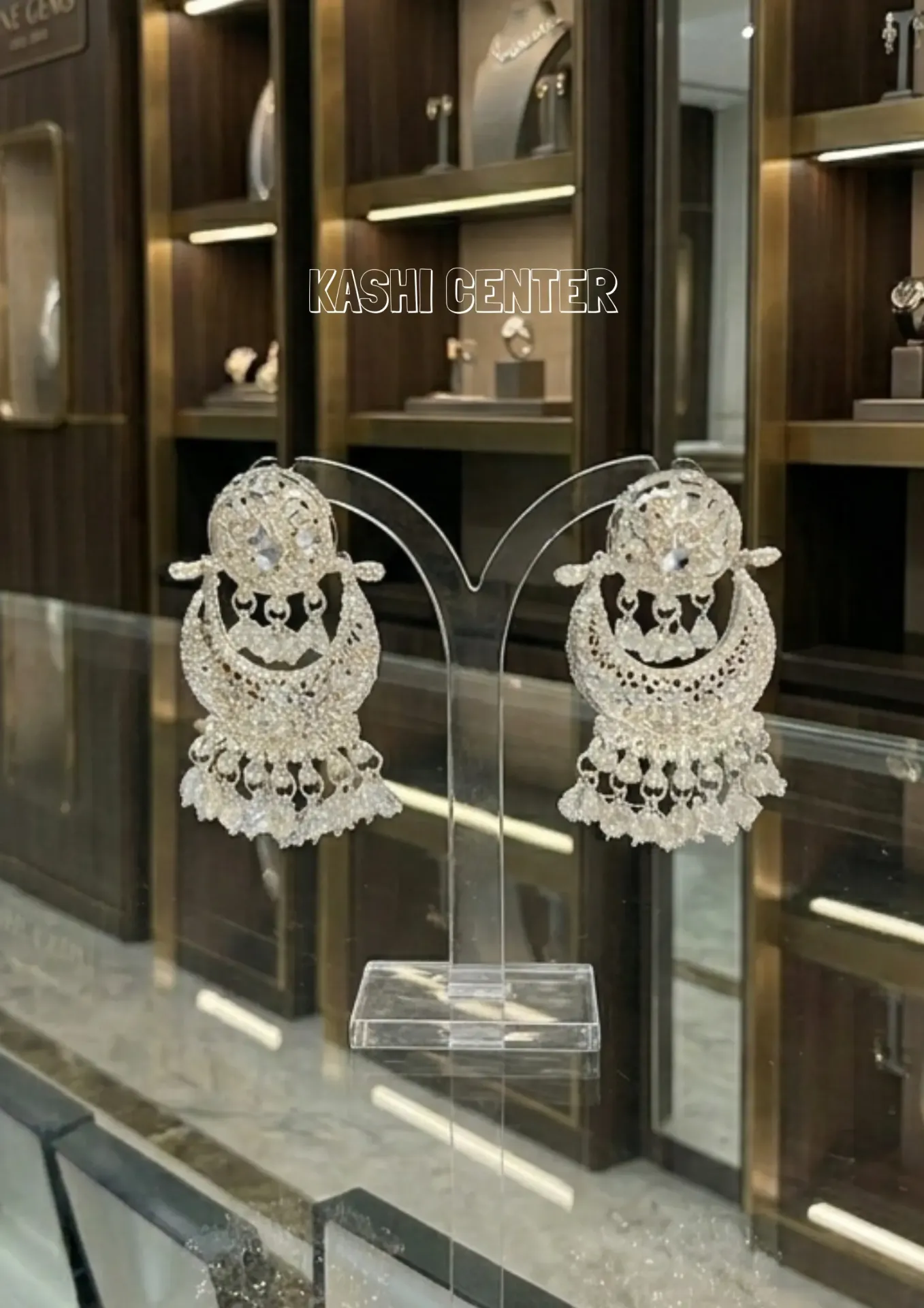 Diamond (AD) Chand Bali style earrings