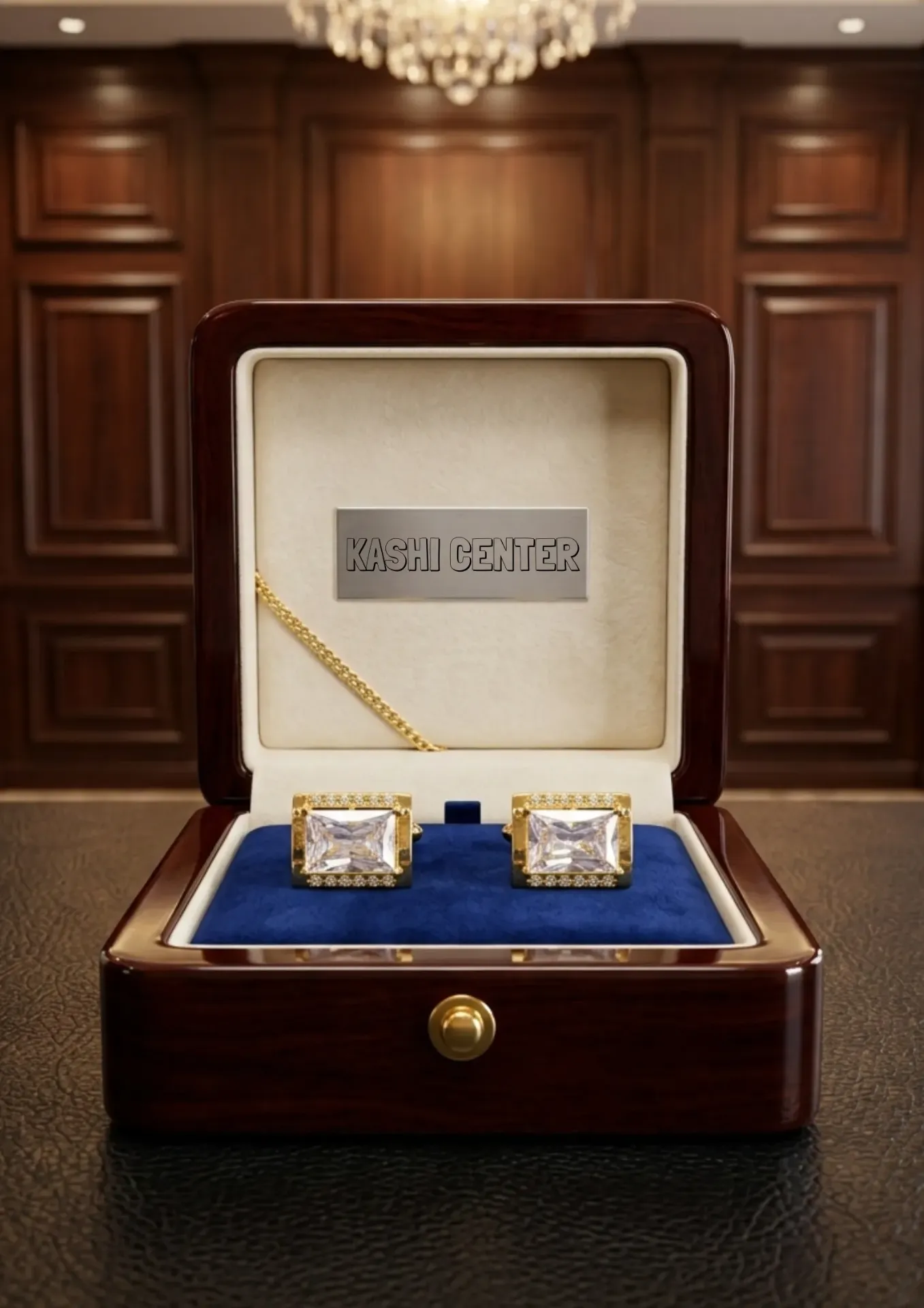 Golden Zircon Stone Cufflinks for Me