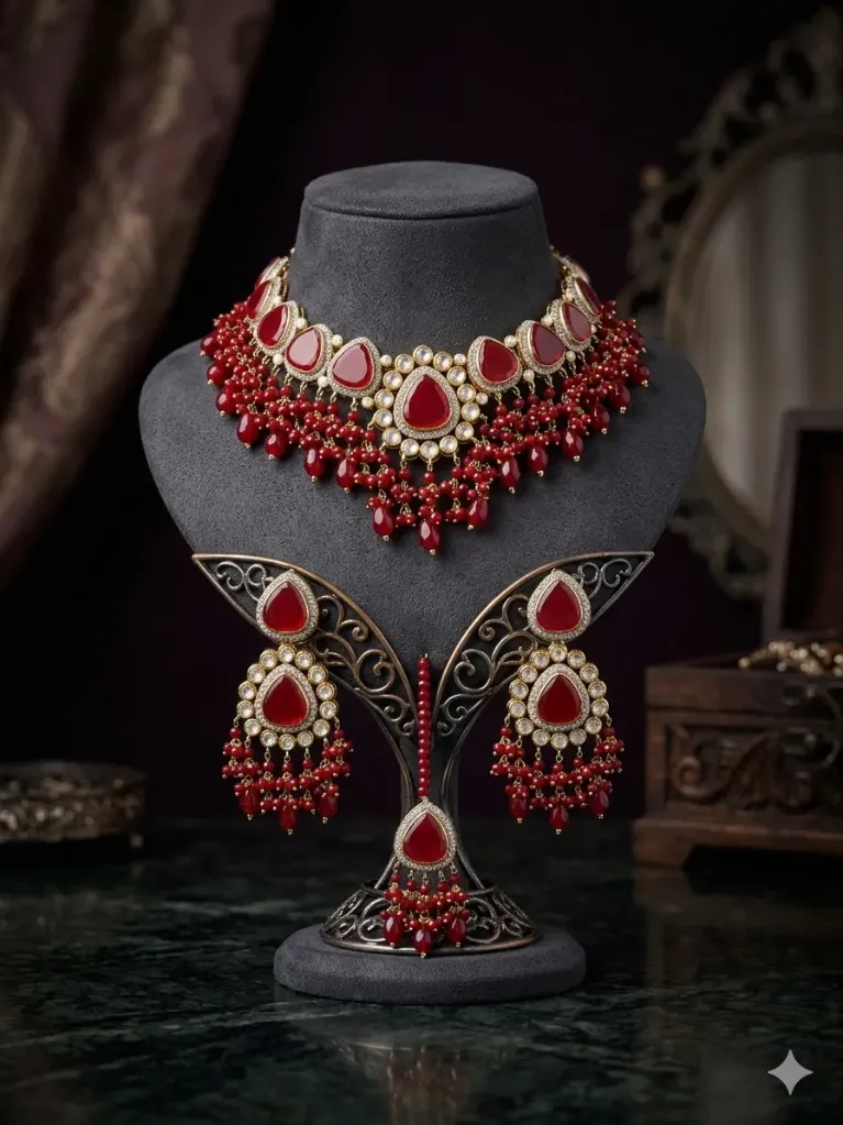 POLKI AND PEARL CHOKER SET