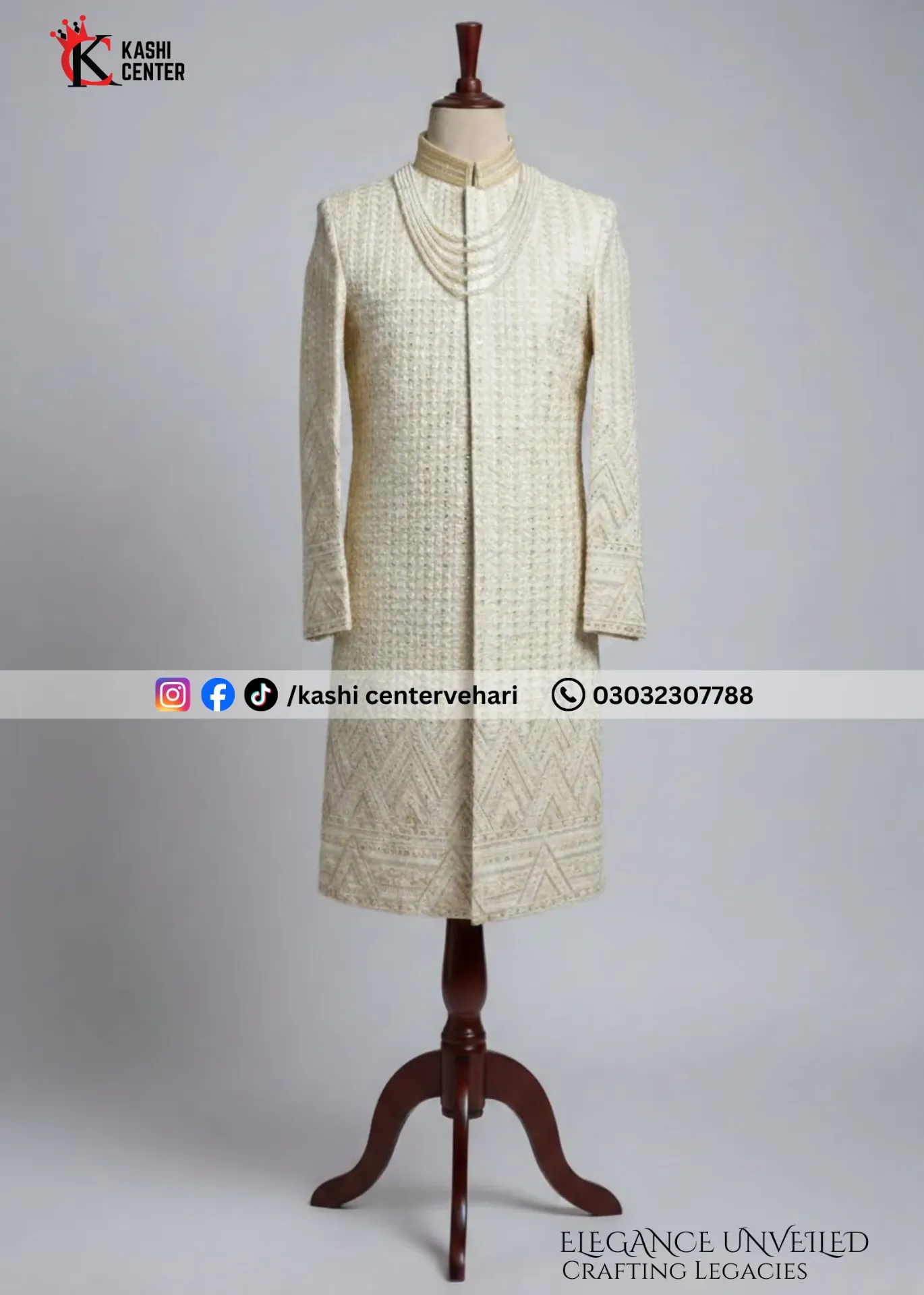 MEN SHERWANI CREAM COLOUR