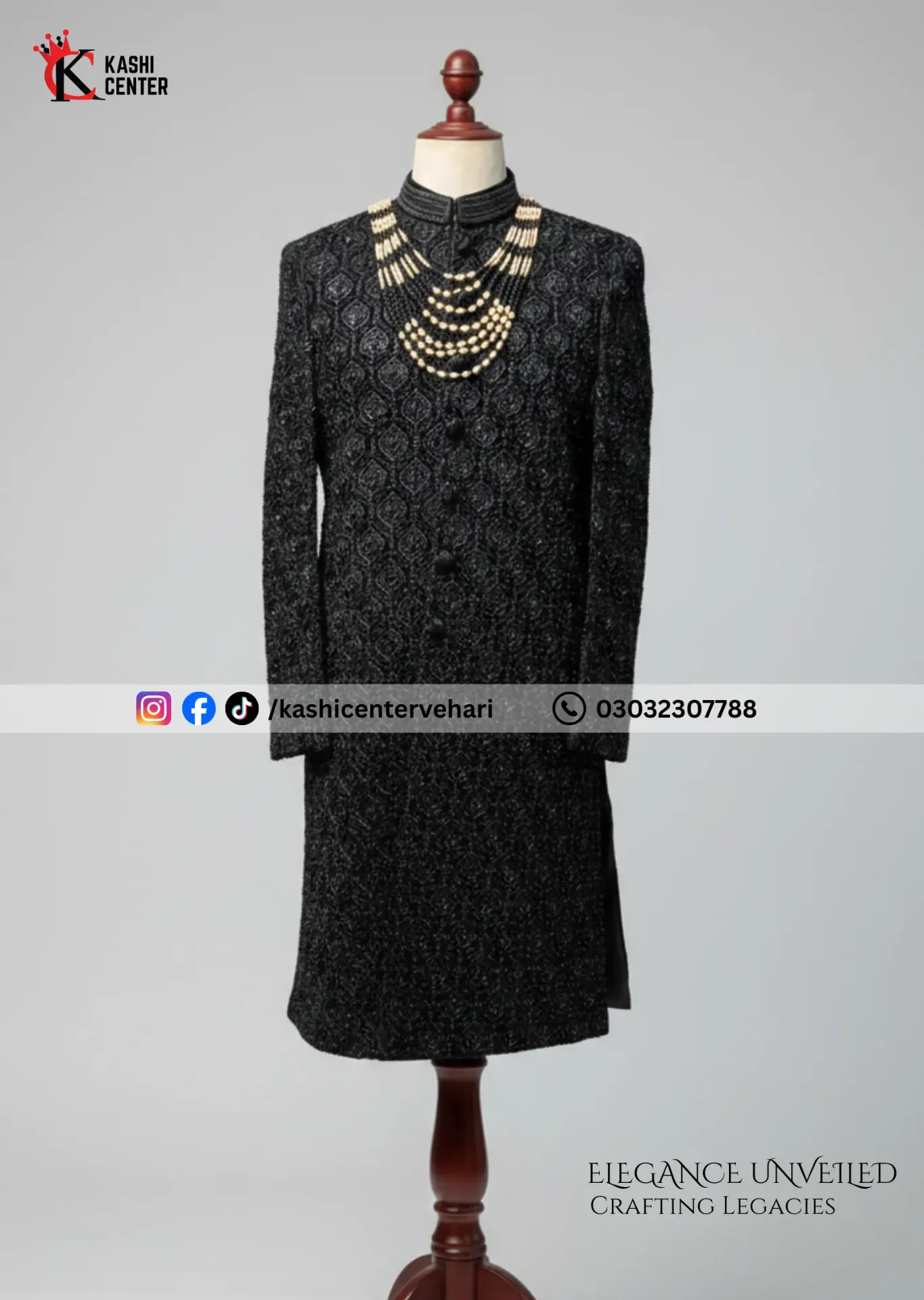 BLACK SHERWANI NEW DESIGN